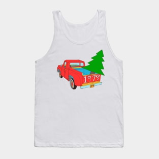 Red Pick up Truck with Christmas Tree Tank Top